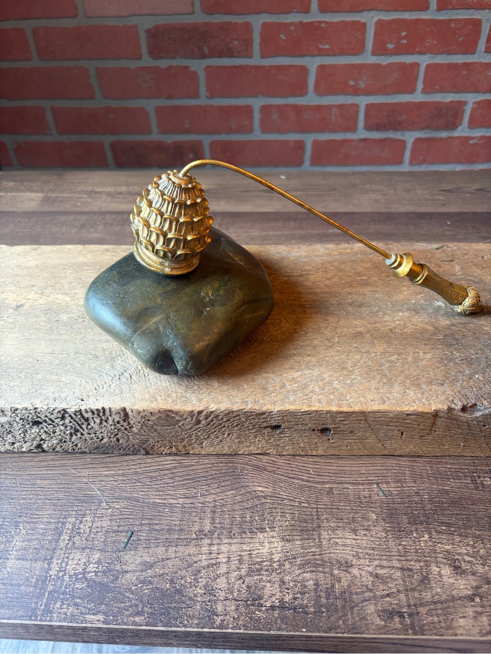 Vintage Heavy Brass Pineapple Candle Snuffer Long Handle Extinguisher